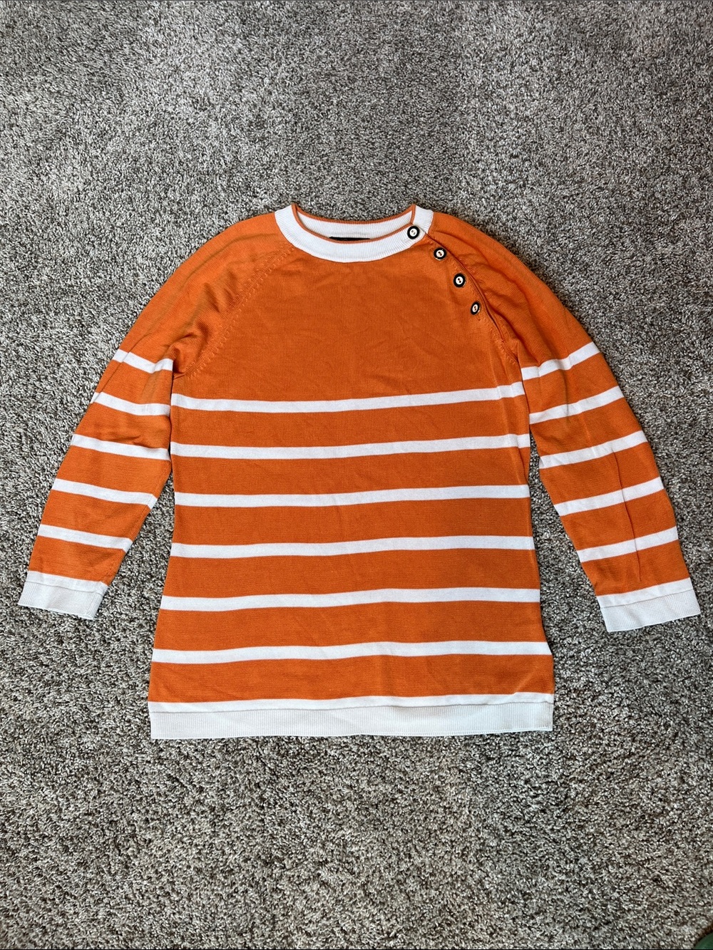 Brooks Brothers Orange and White Striped Crewneck Sweater